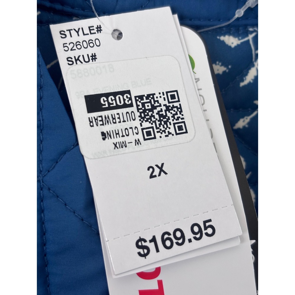 Lands‎ End Womens Quilted Barn Jacket Evening Blue Floral Lining 526060 2X NWT - Picture 8 of 11